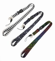 10pcs Fashionable Wild Musical Note Lanyard Phone ID Lanyards Key Chains Wallet bags Chain Gift Collection KeyChain