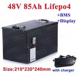 48V 85Ah LiFepo4 lithium battery pack 100A discharge for rickshaw solar energy system electric vehicle start power+10A charger