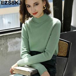 Pure color basic sweater thick Sweater Women Pullover Casual Half Turtleneck Long Sleeve Knit Female Jumpers 210922