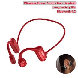 Bone Conduction Earphones Wirelss Bluetooth 5.2 Hanging Ear Sports Headphones Waterproof Stereo Earbuds Hands-Free Headset Long Battery Life With Mic