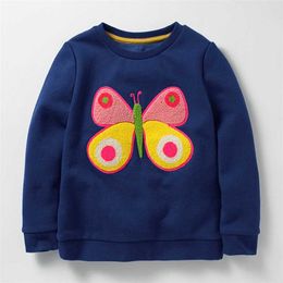 Little maven 2-7Years Autumn Cartoon Butterfly Kid's Girl's Baby's Sweatshirt Children's Clothes For Girl Boy Sweater Fleece 211029