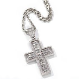 Rotatable Double-sided Cross Necklace Mens Gold Necklaces Iced Out Pendant Hip Hop Jewelry