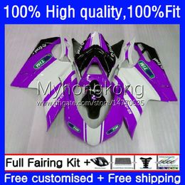 Body Injection For DUCATI 848S 1098S 1198S 848R 07-12 Cowling 14No.121 1098R 1198R 2007 2008 2009 2010 2011 2012 Purple White 848 1098 1198 S R 07 08 09 10 11 12 OEM Fairing