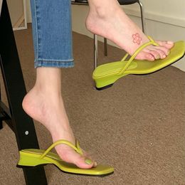 Slippers 970 Clip Casual Green Toe Beach Flip Flops Women 2021 Outdoor Vacation Low Heel Woman Summer Strap Sandals Lady 38748