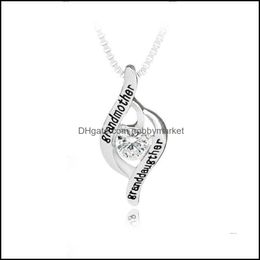 Anhänger Halsketten Anhänger Schmuck Mode Familie GroßmutterEnkelin Legierung Brief Charme mit Diamant Halskette Großmutter Halsband Wo