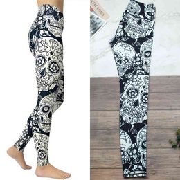 Skull Throne Black & White Versatile Women's Yoga Pants Fitness Sweatpants Punk Undead Printed Workout Leggings Mujer S~XXL H1221