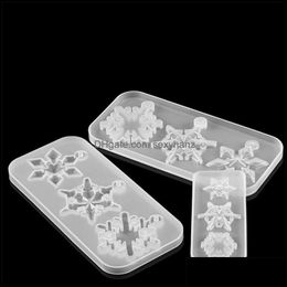 Molds Jewelry Tools & Equipment 3 Styles Snowflake With Hole Sile Pendant Epoxy Resin Mold Christmas Tree Hanging Home Decoration Diy Making