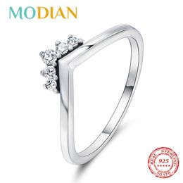 100% 925 Sterling Silver Sparkling Stackable Finger Rings For Women Fashion Original Christmas Gift Jewelry 210707