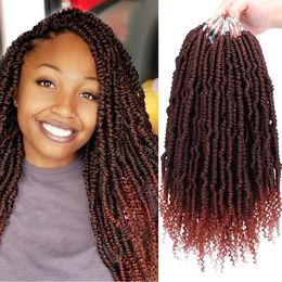 Bomb Twist Crochet Hair 14 Inch Spring Twists Hair 24strands/Pcs Passion Spring Twisted Pre-looped Mini Twist Fluffy Twist Braiding