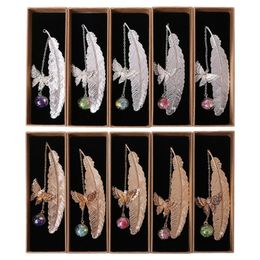 Bookmark Retro Vintage Feather Butterfly Metal Bookmarks Label Book Mark Stationery Handmade DIY Art Craft Accessories Gift M17F
