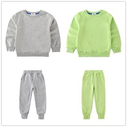 Children's casual sports pants sweatshirt spring solid color black trousers boys and girls two-piece suit 4006 44 210622