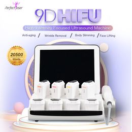 hifu ultrasound machine face lifting wrinkle removal device no-invasive 8 cartridges 20500 shots per cartridge