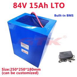 GTK 84V 15Ah Lithium Titanate Battery Pack 20000 deep cycle 2.4v LTO cells for drive dc motor Forklift solar inverter+3A Charger