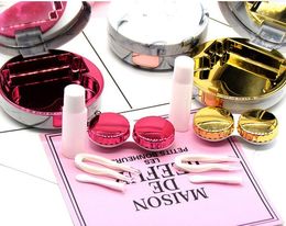 rose gold fashional round Marble contacts lenses cases electroplating lens box glasses case