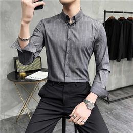 High Quality Striped Shirts Long Sleeve Business Formal Dress Shirts Spring Slim Fit Casual Shirt Streetwear Chemise Homme 210527