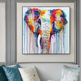 Colourful Elephant Pictures Canvas Painting Abstract Animal Posters And Prints Wall Art For Living Room Decoration