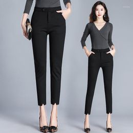 Women's Pants & Capris Casual Suit Chic Clothing Cropped Work Clothes Tappered Black High Waist Summer