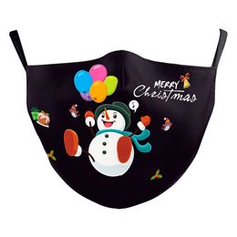 New Christmas Elk Digital Printed anti-Dust Washed Cotton Mask Can Put PM2.5 Philtre Masks