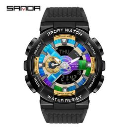 2021 Mens Watches SANDA Top Brand Luxury LED Digital Quartz Man Sport Wrist Watch Waterproof Chronograph Watch Relogio Masculino G1022