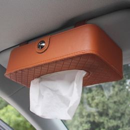 Tissue Boxes & Napkins Car Sun Visor Holder PU Leather Hanging Bag For Paper Towel Napkin Storage Organiser Case Dispenser