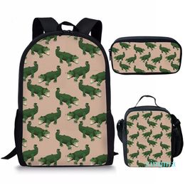 School Bags Cool Kids Crocodile Print Schoolbags 3pcs/set Schoolbag For Teenage Boys Stylish Children Bookbags