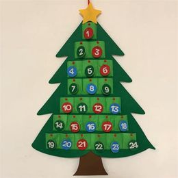 DIY Felt Christmas Tree Advent Calendar Set with Ornaments for Kids Xmas Gifts Year Door Wall Hanging Decorations 211105
