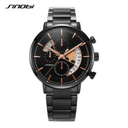 Sinobi Newest Luxury Men's Watch Unique Design Calender Clock Sports Chronograph Quartz Wrist Watches Reloj Hombre Gift for Men Q0524