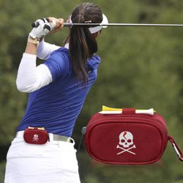 -Sacos de golfe 1 PCS mini bolsa de esfera com 2 tees titular bolsa de armazenamento portátil crânio bolsa de embreagem Zip Sports