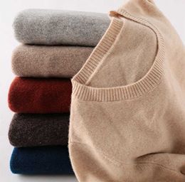 Maglione 100% lana merino cashmere donna autunno inverno caldo morbido o-collo manica lunga maglione lavorato a maglia maglione femme 210805