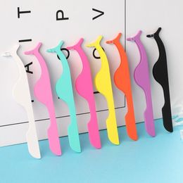 Wholesale carbon steel eyelash curler false tweezers Applicator Clip makeup tools