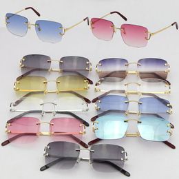 Wholesale Sell Rimless T8200816 delicate Unisex Fashion Sunglasses Metal driving glasses C Decoration High Quality designer UV400 Lens Eyeglasses