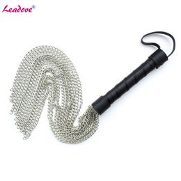 Adult Game BDSM PU Leather Bondage Whip Metal Chain Sex Torture BDSM Fetish Sex Toys for Couple Sex Products XN0139 P0816