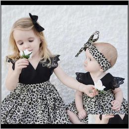 Aile Rabbit Baby Girl Clothes Leopard Suit Lace Ruffles Sleeve Romper Dress Headband 2Pcs Outfit Toddler Kids Summer Costume Uenzu Gir Whb0G