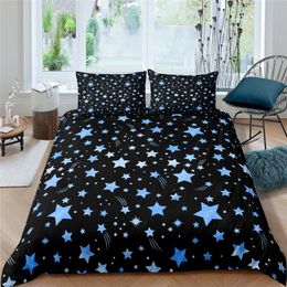 modern black beds NZ - Bedding Sets Cartoon Stars Set Cute Black 3d Duvet Cover Comforter Bed Linen Twin Queen King Single Size Fashion Luxury Modern
