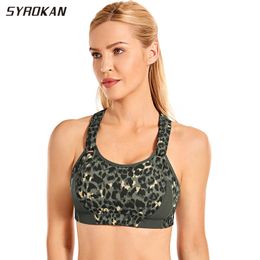 Sport Bras SYROKAN Leopard Print Women Sportswear Crop Tops For Fitness High Impact Wire Free Full Coverage Lightly Padded Vests