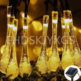 Strings 5M/10M Solar Light Outdoor Water Drops Festoon Led String Fairy Lights Street Garland Christmas Decoration Garden Patry For Home