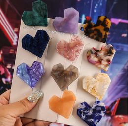 Fashion Acrylic Heart Shape Hair Clips For Women Girl Hairpins Shiny Lovely Shell Hairgrip Hairs Accessories