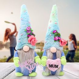 Party Gifts Mother Day Handmade Faceless Doll Plushed Cartoon Dwarf Blue Hat Rudolph Love You Mum Plush Dolls Gnome SN5349