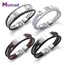 Nuncad Fashion Handmade Multi-layer Woven Men's Leather Bracelet Simple Style Punk Male Cuff Bracelets Bangles Gift Jewellery Q0719