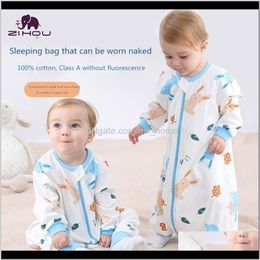 Bags Nursery Bedding Baby Kids Maternity Drop Delivery 2021 Sleeping Bag Cotton Knitted Longsleeved Clothing Born Splitleg Baby Childrens Paj