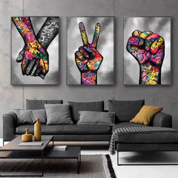 Graffiti Street Art Abstract Hand Poster Canvas Painting Cuadros Wall Decor Pictures For Living Room Modern Home Decor No Frame