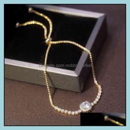 Charm Bracelets Jewellery Micro Inlaid Zircon Crystal Diamond Bracelet 2021 Adjustable Temperament Simple Light Luxury Versatile Earrings For