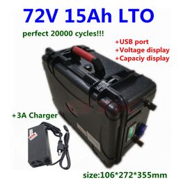 Portable 20000 cycles LTO 72V 15Ah Lithium Titanate Battery 2.4v LTO cells with BMS for ebike scooter backup power +3A Charger