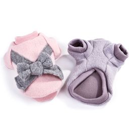 Dog Apparel Luxury Cute Clothes Thicken Warm Pet Bow Sweater Cotton Winter Soft For Small Medium Dogs Coat 4902 Q2