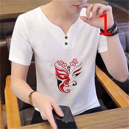 Summer mercerized cotton round neck black loose compassionate Korean casual trend handsome half sleeve 210420