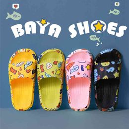 Children's Slippers Summer Kids Beach Shoes Cartoon Toddler Pvc Non-slip Girl Sandals Soft Baby Bathroom Flip Flop 210712