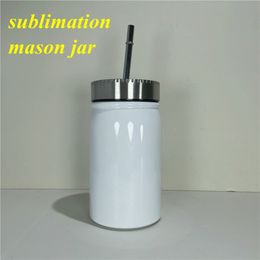 sublimation mason jar 17oz Double Wall mason Cans Stainless Steel blanks tumbler Coffee beer juice mug