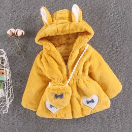 Children's clothing girls' coat autumn and winter new wool sweater children's imitation fur love bag thickened cotton jacket