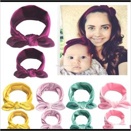 Accessories Baby Kids Maternity Drop Delivery 2021 Cotton Elastic Parentchild Rabbit Ear Band Plush Mother Baby Hair Ring Headdress 2G83A