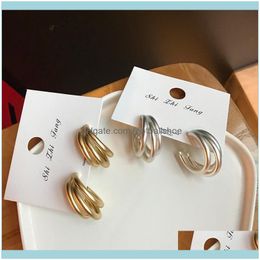 Charm Earrings Jewelrysier Needle Round Multi-Layer Overlapping Circle S925 Matte Metal Earring Eardrop 274 Drop Delivery 2021 Odjxp